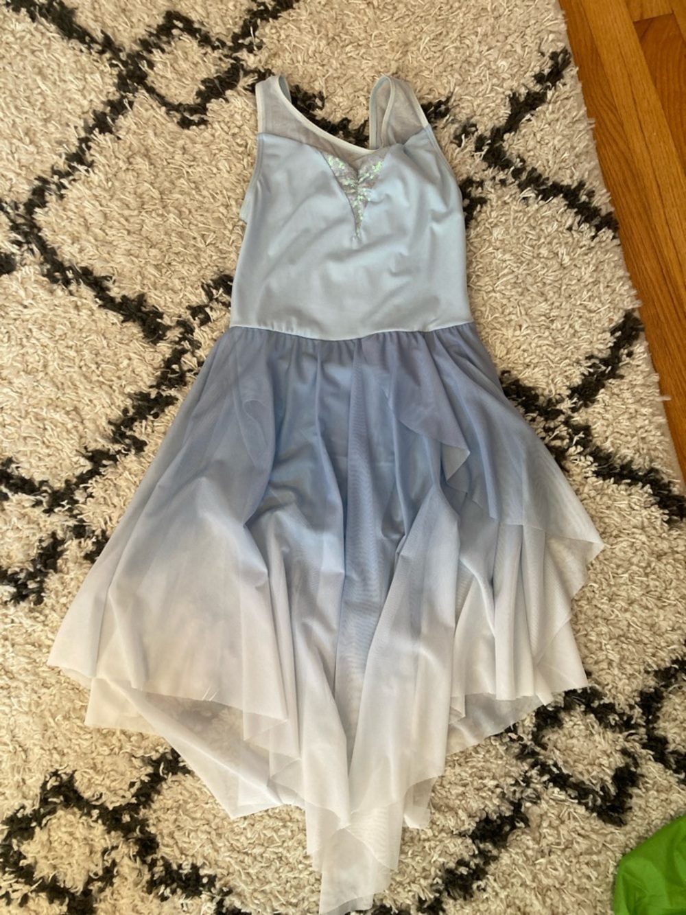 Weissman Pale Blue to White Ombre Tulle Party Dress